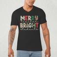 Retro Merry Teacher Bright Students Christmas Teacher Men's V-Neck T-Shirt, novelty gifts, funny gifts Retro Merry Teacher Bright Students Christmas Teacher Men's V-Neck T-Shirt, novelty gifts, funny gifts