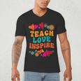 Retro Teach Love Inspire Back To School Teachers Men's V-Neck T-Shirt, novelty gifts, funny gifts