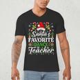 Santa's Favorite Dance Teacher Shirt Christmas Pajama Men's V-Neck T-Shirt, novelty gifts, funny gifts