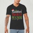 Santa's Favorite Pre-K Teacher Christmas Santa Hat Lights For Men Women Kids Men's V-Neck T-Shirt, novelty gifts, funny gifts
