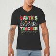 Santas Favorite Teacher Christmas Matching Xmas Men Women Men's V-Neck T-Shirt, novelty gifts, funny gifts