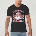 Santa's Favorite Teacher Groovy Christmas Teacher Boys Girls Men's V-Neck T-Shirt, novelty gifts, funny gifts