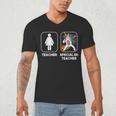 Special Ed Teacher Dabbing Unicorn Teacher Women Men's V-Neck T-Shirt, novelty gifts, funny gifts