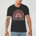 Special Education Shirt Teacher SPED Leopard Boho Rainbow Men's V-Neck T-Shirt, novelty gifts, funny gifts