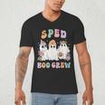 SPED Boo Crew Halloween Floral Ghost Special Ed SPED Teacher For Men Women Kids Men's V-Neck T-Shirt, novelty gifts, funny gifts