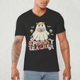 Spooky Teacher Groovy Retro Ghost Teacher Halloween 2023 For Men Women Kids Men's V-Neck T-Shirt, novelty gifts, funny gifts Spooky Teacher Groovy Retro Ghost Teacher Halloween 2023 For Men Women Kids Men's V-Neck T-Shirt, novelty gifts, funny gifts