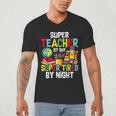 Super Teacher By Day Super Tired By Night Men's V-Neck T-Shirt, novelty gifts, funny gifts Super Teacher By Day Super Tired By Night Men's V-Neck T-Shirt, novelty gifts, funny gifts