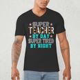 Super Teacher By Day Super Tired By Night Superhero Teacher Men Women Men's V-Neck T-Shirt, novelty gifts, funny gifts