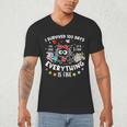 I Survived 100 Days Of School Teacher Kids Cat Lover Men's V-Neck T-Shirt, novelty gifts, funny gifts