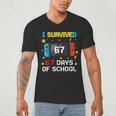 I Survived 67 Days Of School 67 Teacher Squad Matching Men's V-Neck T-Shirt, novelty gifts, funny gifts I Survived 67 Days Of School 67 Teacher Squad Matching Men's V-Neck T-Shirt, novelty gifts, funny gifts