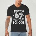 I Survived 67 Days Of School Teachers Students Men's V-Neck T-Shirt, novelty gifts, funny gifts
