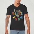 I Teach Awesome Kids Shirt Autism Special Education Teacher Men's V-Neck T-Shirt, novelty gifts, funny gifts