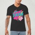 Teacher 90s Retro Colorful Teacher Of The 90s Back To School Men's V-Neck T-Shirt, novelty gifts, funny gifts