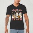 Teacher Halloween Trick Or Teach Cute Ghost Coffee Pumpkins Men's V-Neck T-Shirt, novelty gifts, funny gifts