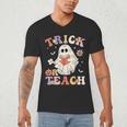 Teacher Halloween Trick Or Teach Floral Ghost Men's V-Neck T-Shirt, novelty gifts, funny gifts