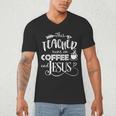 This Teacher Runs On Coffee And Jesus T Shirt Christian Tees Men's V-Neck T-Shirt, novelty gifts, funny gifts