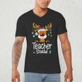 Teacher Squad Red Plaid Rudolph Reindeer Christmas Men's V-Neck T-Shirt, novelty gifts, funny gifts