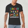 Teacher Of Tiny Superheroes Teach 100th Day Of School Men Women Girls Kids Men's V-Neck T-Shirt, novelty gifts, funny gifts