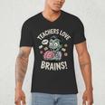 Teachers Love Brains Shirt Men Women Teacher Halloween Men's V-Neck T-Shirt, novelty gifts, funny gifts