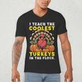 Thanksgiving I Teach Coolest Turkeys Teacher Fall Women Men Men's V-Neck T-Shirt, novelty gifts, funny gifts