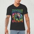 Tie Dye Teaching Social Studies Is My Jam Sunglasses Teacher Men's V-Neck T-Shirt, novelty gifts, funny gifts