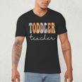 Toddler Teacher Retro Groovy Women Happy First Day Of School Men's V-Neck T-Shirt, novelty gifts, funny gifts