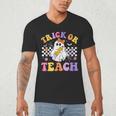Trick Or Teach Groovy Halloween Teachers Men's V-Neck T-Shirt, novelty gifts, funny gifts Trick Or Teach Groovy Halloween Teachers Men's V-Neck T-Shirt, novelty gifts, funny gifts