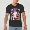 Trick Or Teach Groovy Teacher Ghost Halloween Teacher Men's V-Neck T-Shirt, novelty gifts, funny gifts Trick Or Teach Groovy Teacher Ghost Halloween Teacher Men's V-Neck T-Shirt, novelty gifts, funny gifts