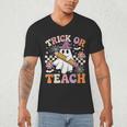 Trick Or Teach Groovy Teacher Halloween Retro Ghost Men's V-Neck T-Shirt, novelty gifts, funny gifts Trick Or Teach Groovy Teacher Halloween Retro Ghost Men's V-Neck T-Shirt, novelty gifts, funny gifts