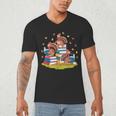 Turkey Reading Books Fall Season Thanksgiving Teacher Book Men's V-Neck T-Shirt, novelty gifts, funny gifts