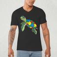 Turtle Puzzle Pieces For Autism Awareness Kids Women Teacher Men's V-Neck T-Shirt, novelty gifts, funny gifts Turtle Puzzle Pieces For Autism Awareness Kids Women Teacher Men's V-Neck T-Shirt, novelty gifts, funny gifts