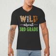 Wild About 3rd Grade Teacher Student Third Grade Zoo Safari Men Women Girls Kids Men's V-Neck T-Shirt, novelty gifts, funny gifts