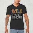 Wild About Kindergarten Teacher Leopard Print Men's V-Neck T-Shirt, novelty gifts, funny gifts