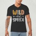 Wild About Speech SLP Leopard Teacher Back To School Kids Men's V-Neck T-Shirt, novelty gifts, funny gifts