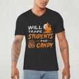 Will Trade Students For Candy Halloween Costume Teacher Men's V-Neck T-Shirt, novelty gifts, funny gifts