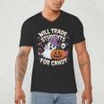 Will Trade Students For Candy Halloween Teacher Men's V-Neck T-Shirt, novelty gifts, funny gifts