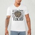 Back To School Teacher Life Apple Leopard Teacher Women Men's V-Neck T-Shirt, novelty gifts, funny gifts
