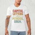 Capital Letters And Periods Bruh Teacher Grammar Kids Men's V-Neck T-Shirt, novelty gifts, funny gifts Capital Letters And Periods Bruh Teacher Grammar Kids Men's V-Neck T-Shirt, novelty gifts, funny gifts