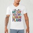 My Cat Ate My Lesson Plans Teacher Cat Humor Men's V-Neck T-Shirt, novelty gifts, funny gifts My Cat Ate My Lesson Plans Teacher Cat Humor Men's V-Neck T-Shirt, novelty gifts, funny gifts