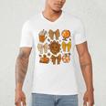 Coquette Teach Teacher Bows Thanksgiving Turkey Fall Autumn Men's V-Neck T-Shirt, novelty gifts, funny gifts