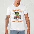 Cute Halloween Teacher Librarian Frankenstein Reading Books Men's V-Neck T-Shirt, novelty gifts, funny gifts Cute Halloween Teacher Librarian Frankenstein Reading Books Men's V-Neck T-Shirt, novelty gifts, funny gifts