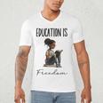 Education Is Freedom Teacher Books Black History Month Men's V-Neck T-Shirt, novelty gifts, funny gifts Education Is Freedom Teacher Books Black History Month Men's V-Neck T-Shirt, novelty gifts, funny gifts