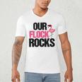 Our Flock Rocks Flamingo Mother's Day Teacher Men's V-Neck T-Shirt, novelty gifts, funny gifts