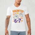 Haunted 67 Ghost Math Teacher Halloween Costume Math Pun Men's V-Neck T-Shirt, novelty gifts, funny gifts