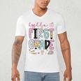 Hello First Grade Teacher Coquette Pencil Bow Back To School Men's V-Neck T-Shirt, novelty gifts, funny gifts