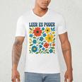 Leer Es Poder Cute Floral Boho Spanish Teacher Reading Men's V-Neck T-Shirt, novelty gifts, funny gifts Leer Es Poder Cute Floral Boho Spanish Teacher Reading Men's V-Neck T-Shirt, novelty gifts, funny gifts