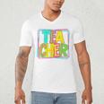 Neon Retro Teacher Cute Teacher Team New Teacher Back To Sch Men's V-Neck T-Shirt, novelty gifts, funny gifts Neon Retro Teacher Cute Teacher Team New Teacher Back To Sch Men's V-Neck T-Shirt, novelty gifts, funny gifts