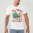 One Merry Teacher Groovy Christmas Tree Pjs Xmas Teacher Men's V-Neck T-Shirt, novelty gifts, funny gifts One Merry Teacher Groovy Christmas Tree Pjs Xmas Teacher Men's V-Neck T-Shirt, novelty gifts, funny gifts