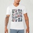 Retro IT'S ME Hi I'm The TEACHER Groovy Testing Squad Pink Men's V-Neck T-Shirt, novelty gifts, funny gifts
