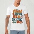 Retro PE Teacher What Are We Doing Today School Coach Women Men's V-Neck T-Shirt, novelty gifts, funny gifts